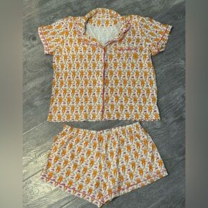 SOLD Roller Rabbit Orange and Pink Monkey Pajamas Size Medium!